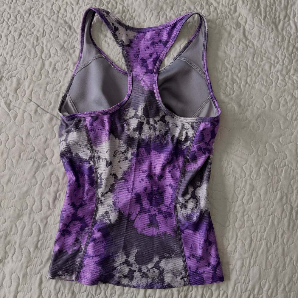 Nike Dri-FIT Purple Gray Floral Print Racerback Tank Top Size S - Picture 2 of 6